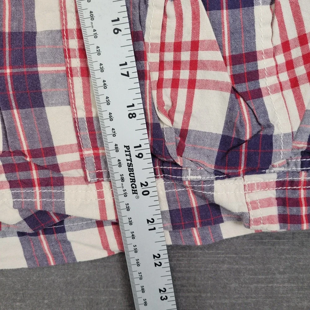 Polo Jeans Co Ralph Lauren Y2K Mens 36 Plaid Cargo Shorts Red Blue White Cotton‎
